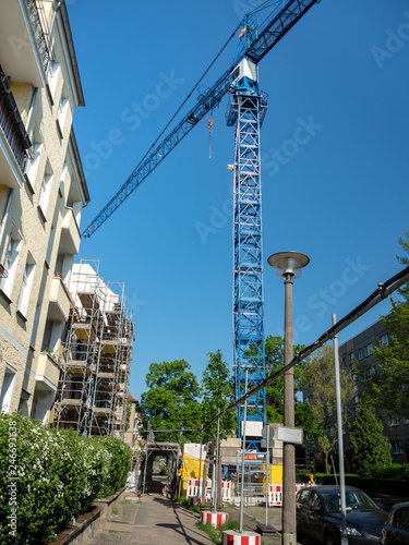 Crane on construction of new building