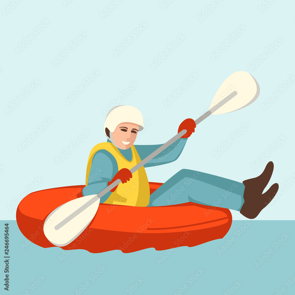 Naklejka premium Boy Boating ,vector illustration , flat style