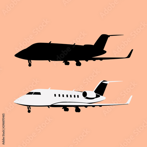  jet airliner set ,  vector illustration, flat style, profile