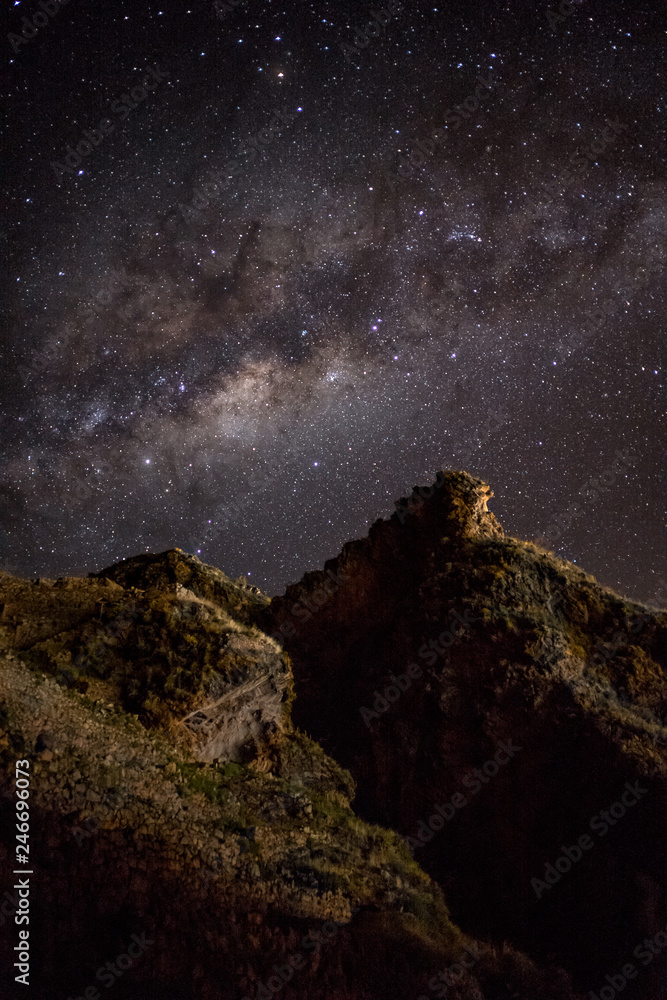 Inca ruins against the night sky Inca ruins against the night sky