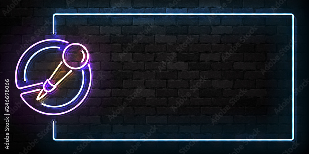 Vector realistic isolated neon sign of Microphone frame logo for template  decoration and covering on the wall background. Concept of music, stand up  comedy show and karaoke. Stock Vector | Adobe Stock