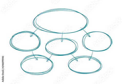 Hand drawn diagram. Business flowchart, brainstorm, infographic concept. Template for presentation, sketch vector