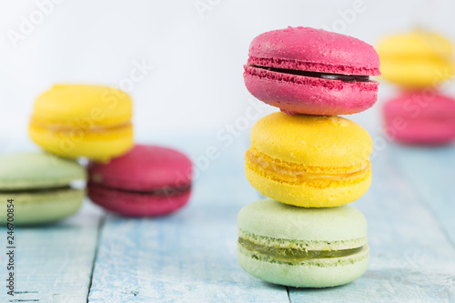 Colored macarons stacked