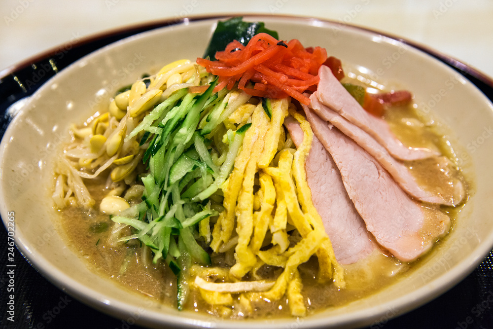 Hiyashi chuka, Chinese style cold ramen at restaurant, Tokyo Hiyashi chuka, Chinese style cold ramen at restaurant, Tokyo