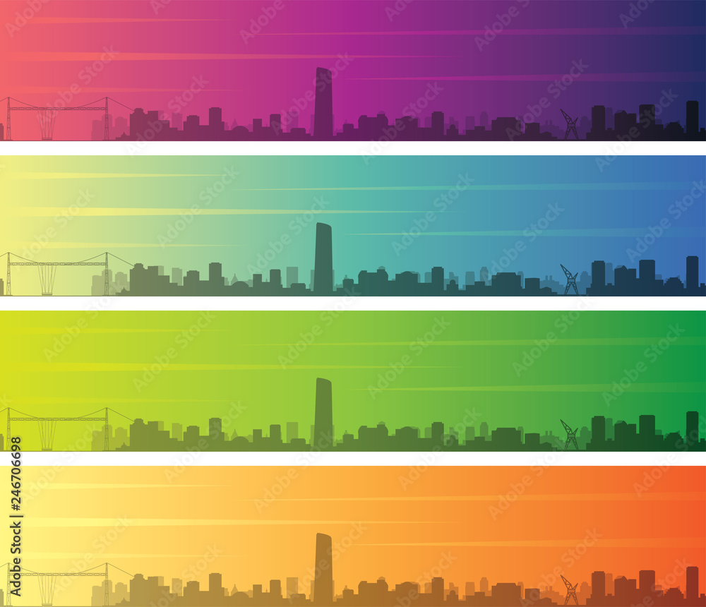 Bilbao Multiple Color Gradient Skyline Banner