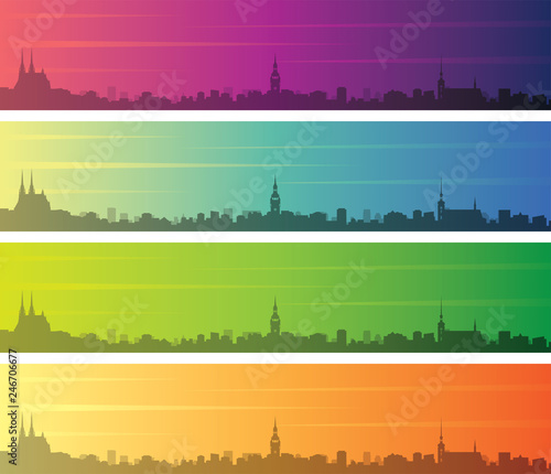 Brno Multiple Color Gradient Skyline Banner