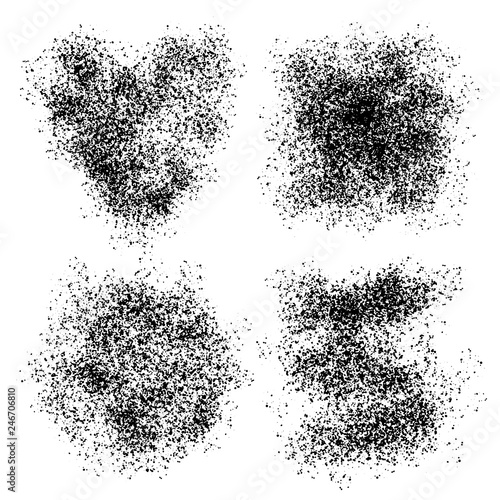 Grunge textures set. Backgrounds. Monochrome abstract grain surfaces for design.