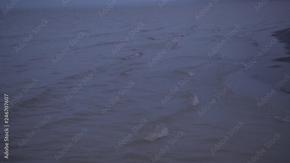 4K Ocean Waves At Night Time During Rainfall With Small Part Of Beach Showing 4K Ocean Waves At Night Time During Rainfall With Small Part Of Beach Showing