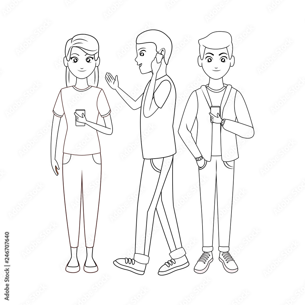 Fototapeta premium group of friends cartoon