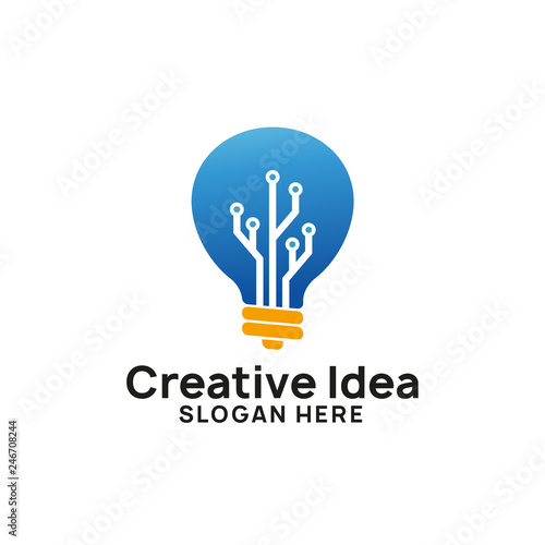 bulb tech icon symbol design. creative idea logo design template