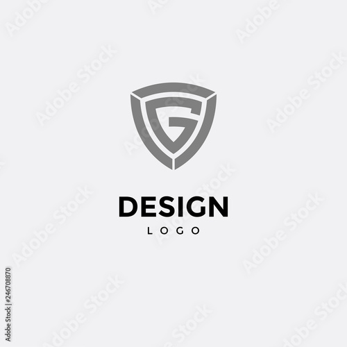 Vector logo design, shield icon, initials g
