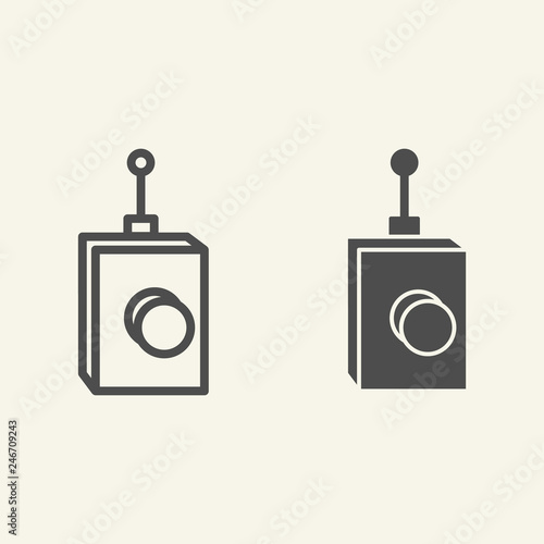 Remote controller line and glyph icon. Remote controller with antena vector illustration isolated on white. Technology outline style design, designed for web and app. Eps 10.