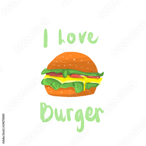 illustration of i love hamburgers