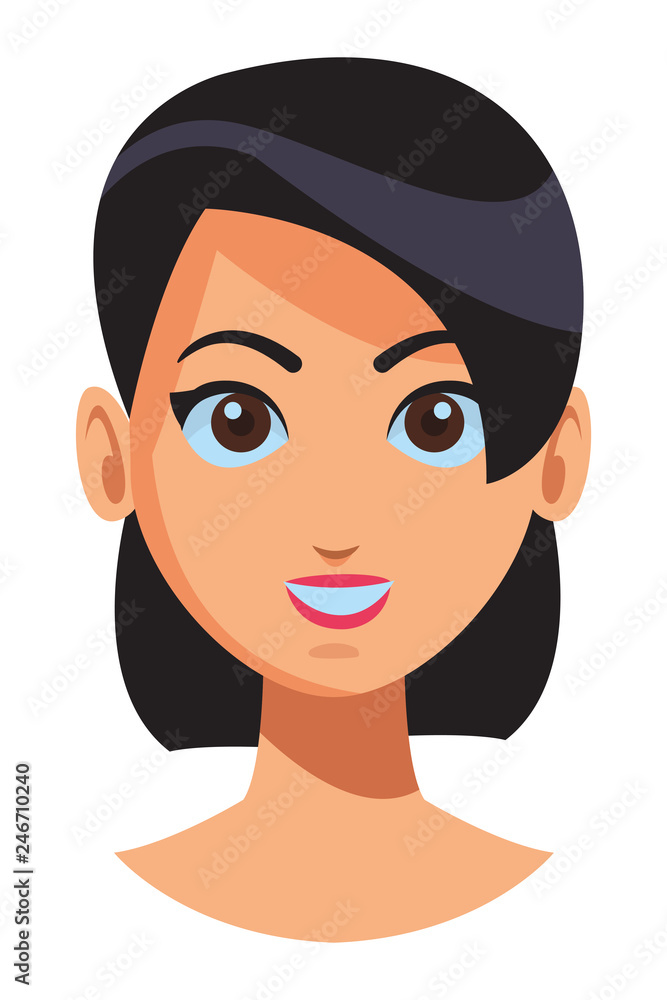 young woman face cartoon young woman face cartoon