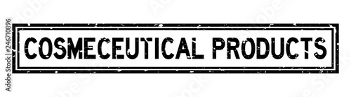 Grunge black cosmeceutical products word square rubber seal stamp on white background