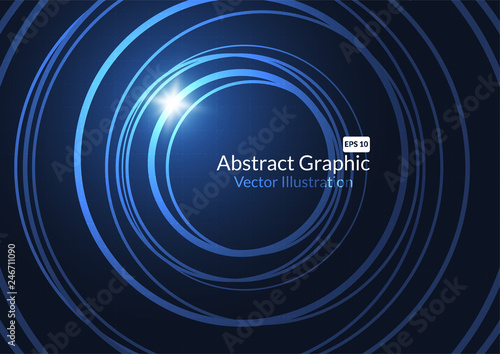 Abstract technology background with glowing neon circles. Vector illustration