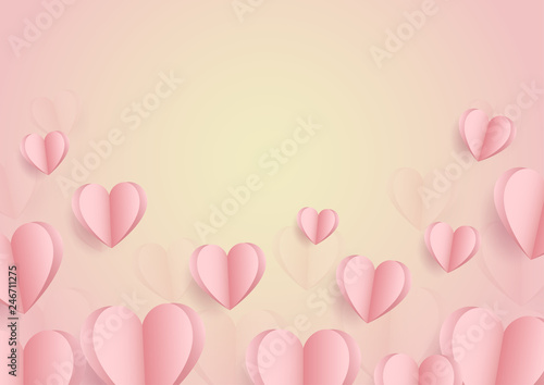 Happy valentine day. with creative pink love balloon concept on pastel pink background for copy space. minimal concept. Vector Illustration