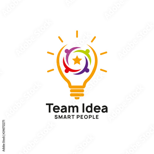 teamwork creative idea logo design template. bulb icon symbol design