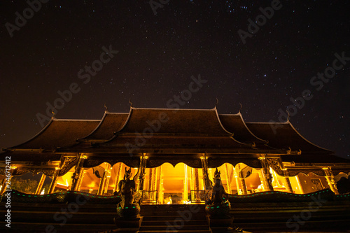 sirinthorn Wararam Phu Phrao Temple at sunset in Ubon Ratchathani Thailand photo