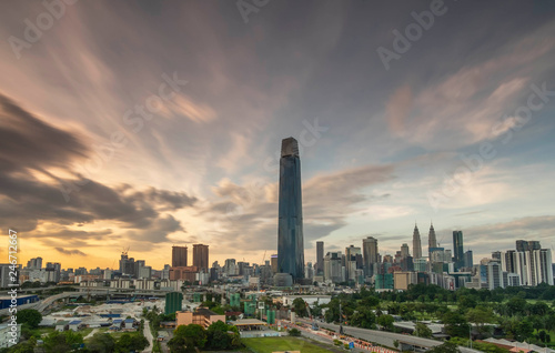 skyline during sunset