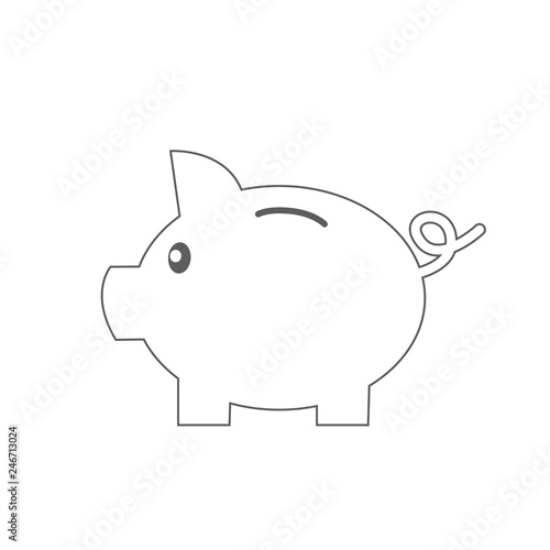  Flat icon piggy bank isolated on Blue background. Vector illustration.