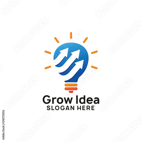 business creative idea logo design template with chart and arrow illustration. bulb icon symbol design