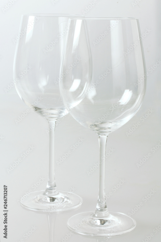Empty wine glass on a white background Empty wine glass on a white background
