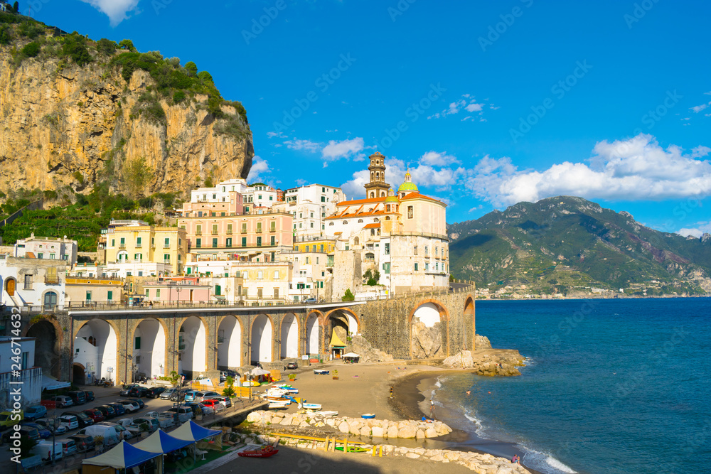 Beautiful view of Atrani city in Amalfi Coast, Italy