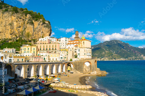 Fototapeta Naklejka Na Ścianę i Meble -  Beautiful view of Atrani city in Amalfi Coast, Italy