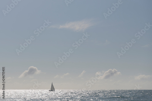 Sail boat in early light