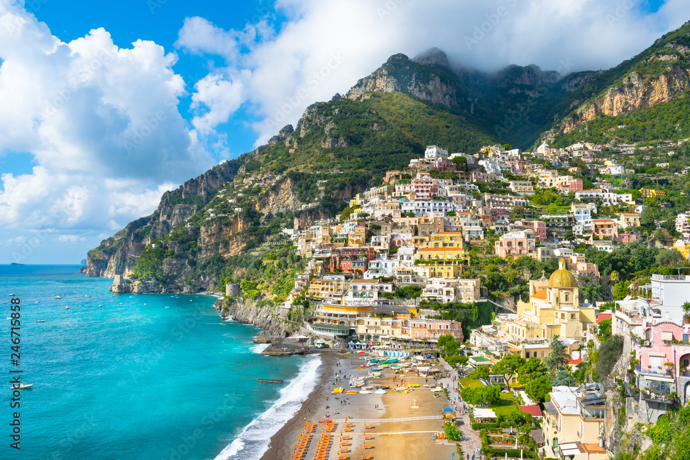 Beautiful view of Positano city in Amalfi Coast, Italy