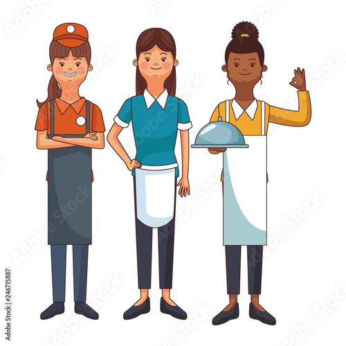 restaurant waitress cartoon