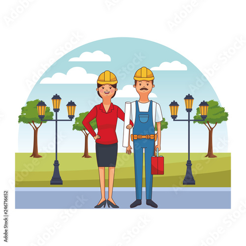 architect and worker
