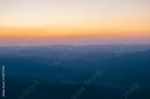 Sunset Dusk Light Over Mount Buffalo Landscape in Victoria  Australia.