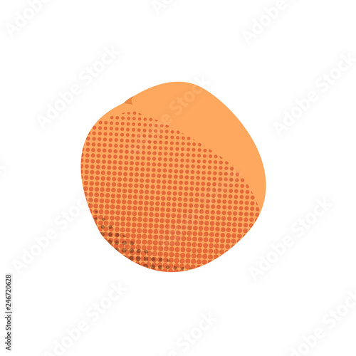 Isolated peach. Halftone style. Vector illustration design