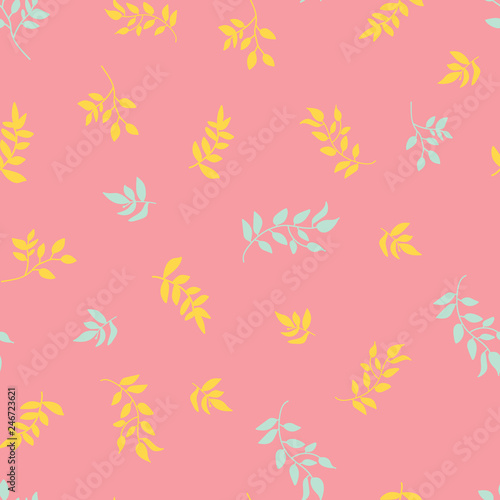 seamless pattern background with cute foliage in pastel color