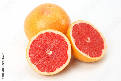 Citrus cut fruit grapefruit on white background