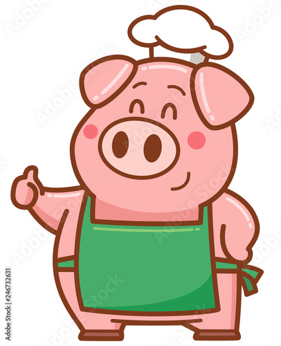 Vector illustration of Cute Pig Chef – Adorable Cartoon Cooking Character