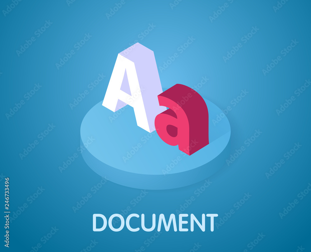 Document isometric icon. Vector illustration. 3d concept Document isometric icon. Vector illustration. 3d concept