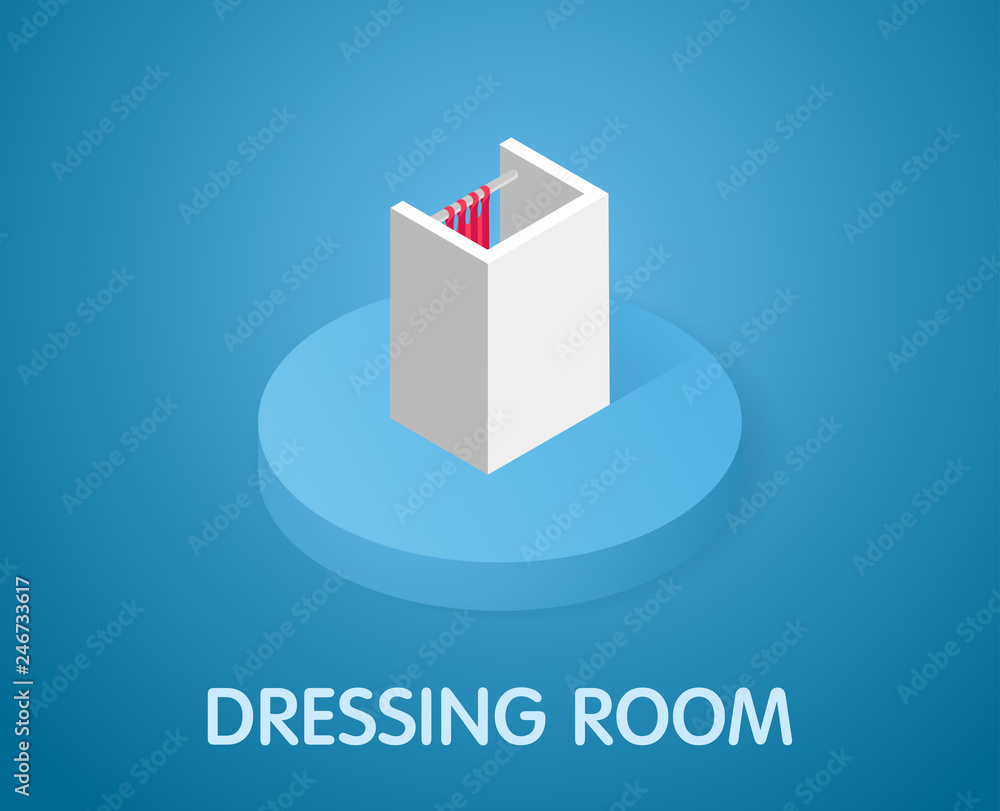 Dressing room isometric icon. Vector illustration. 3d concept Dressing room isometric icon. Vector illustration. 3d concept