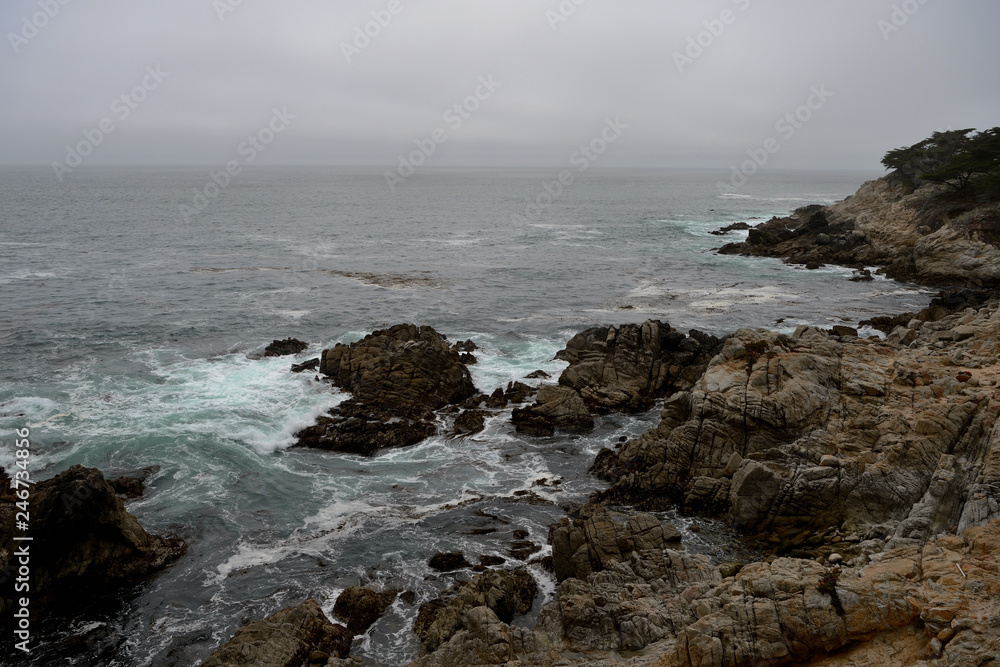 View of Pacific Ocean along the 17 miles road. California, USA