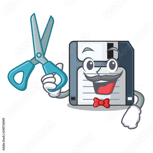 Barber cartoon shape in the floppy disk