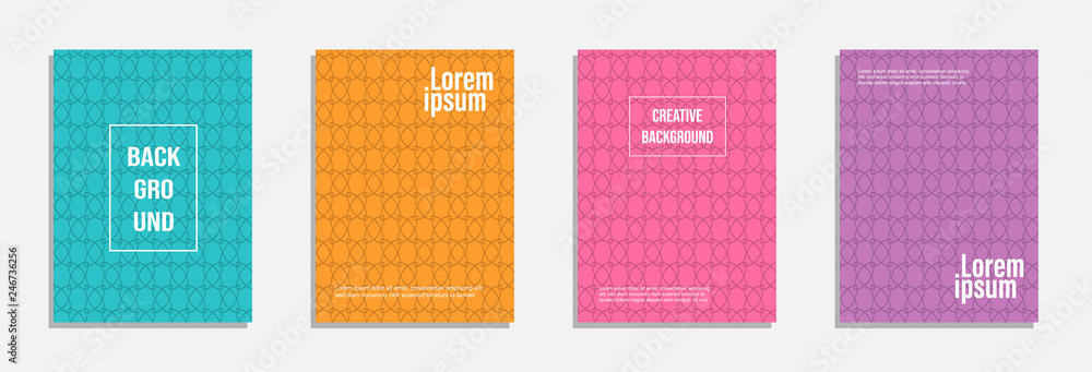 Colorful and modern cover design. Set of geometric pattern background Colorful and modern cover design. Set of geometric pattern background