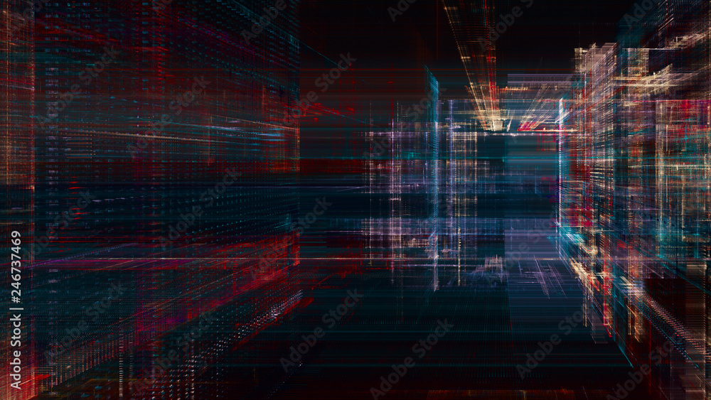 Fototapeta premium Abstract background. Digital data visualization. 3D illustration based on fractal graphics.