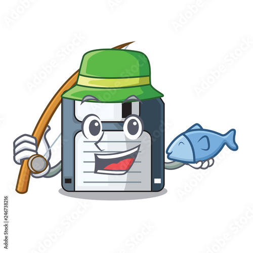 Fishing floppy disk in the character funny