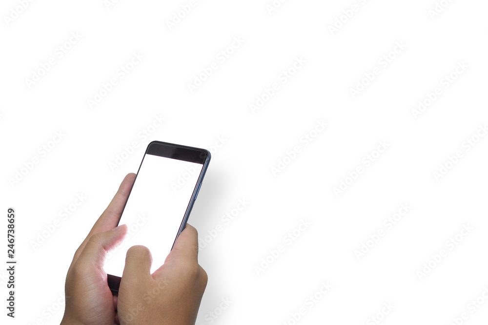 2 hands holding mobile phone Isolated with Clipping Path 2 hands holding mobile phone Isolated with Clipping Path