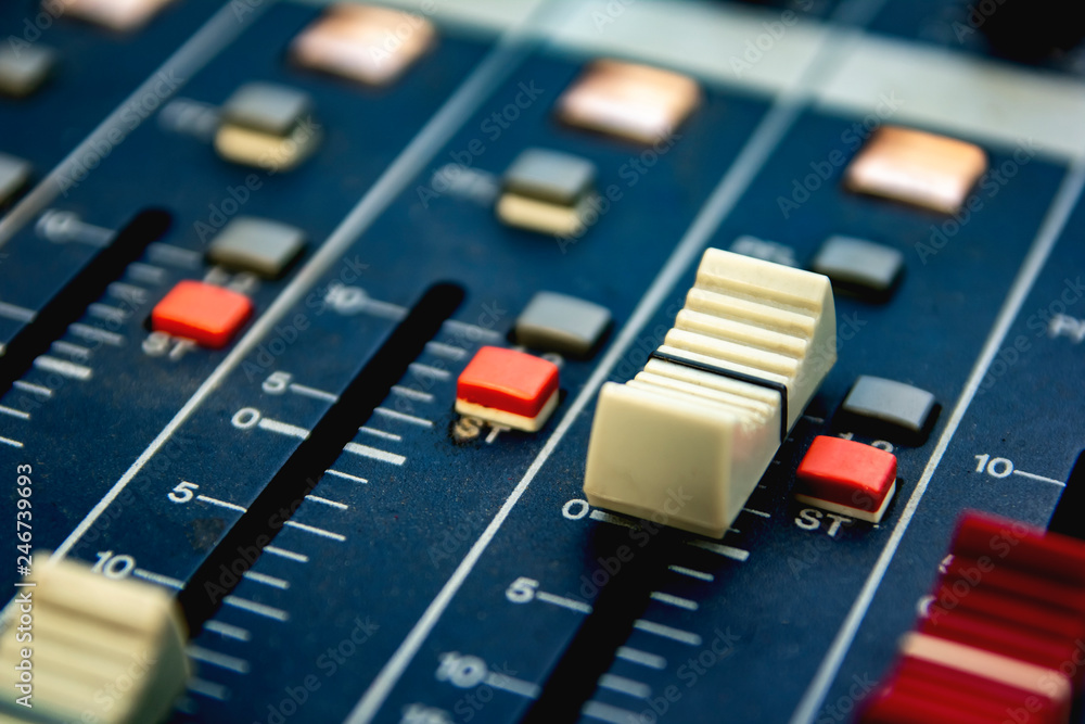 Slide the volume control sound audio mixer. Slide the volume control sound audio mixer.