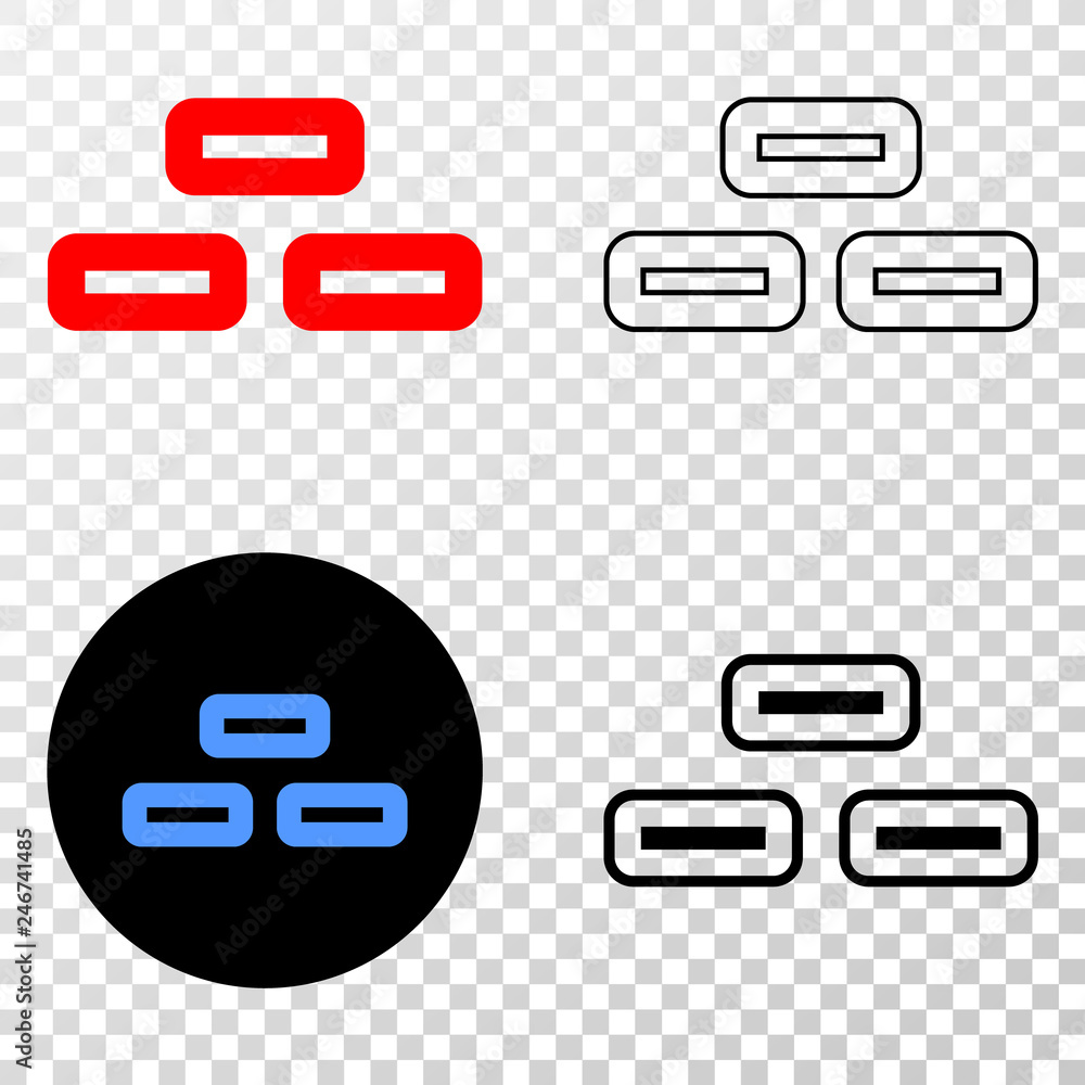 Bricks EPS vector pictogram with contour, black and colored versions. Illustration style is flat iconic symbol on chess transparent background. Bricks EPS vector pictogram with contour, black and colored versions. Illustration style is flat iconic symbol on chess transparent background.