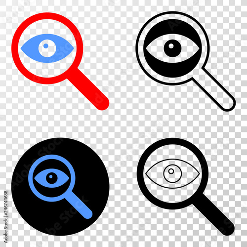 Investigate EPS vector icon with contour, black and colored versions. Illustration style is flat iconic symbol on chess transparent background.