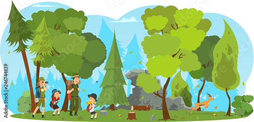 Happy family and hiking.